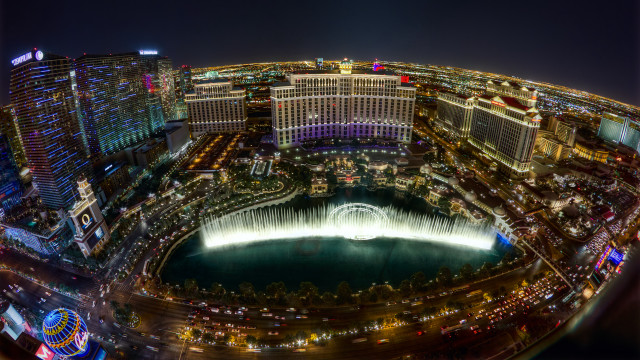 City night fountain lights buildings #2 free wallpaper - medium preview image