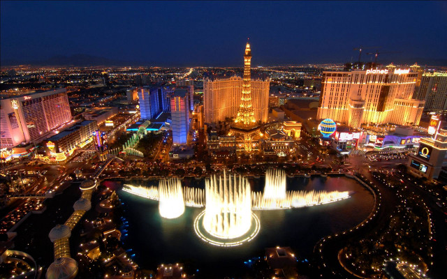 City night fountain lights buildings #3 free wallpaper - medium preview image