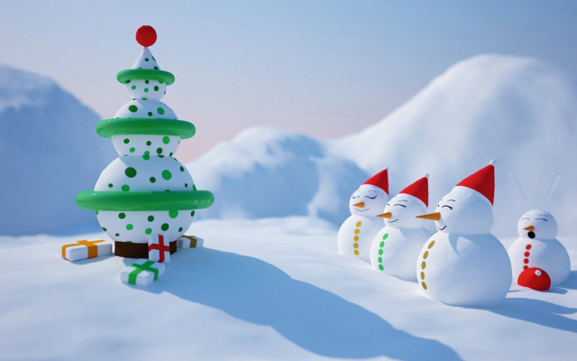 Snowmen christmas tree snow snowman free wallpaper - medium preview image