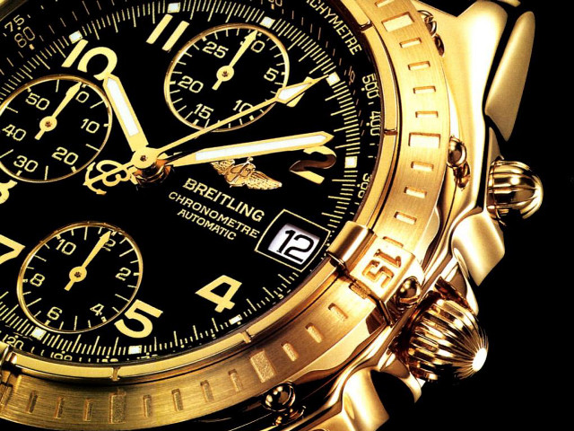 Gold watch black face photorealism free wallpaper - medium preview image