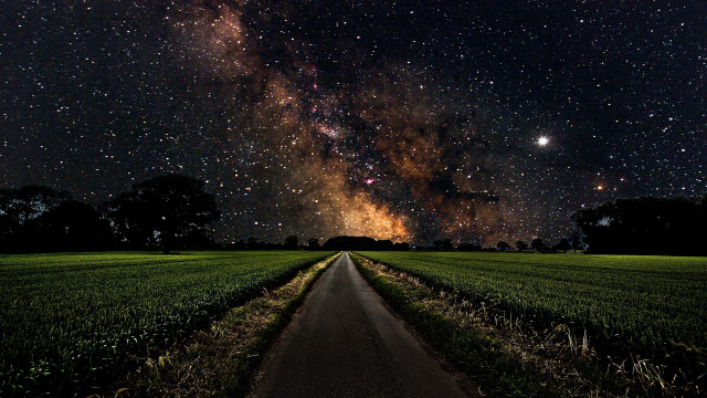Road field night sky stars #2 free wallpaper - medium preview image