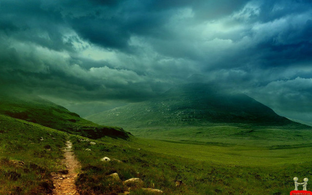 Path mountain cloudy sky sheep free wallpaper - medium preview image