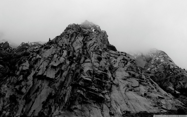 Mountain peak clouds rocks black free wallpaper - medium preview image