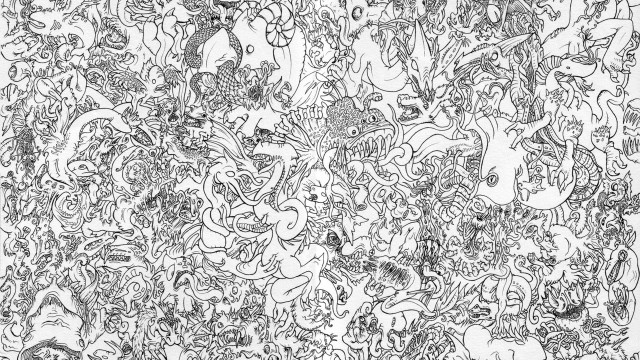 People graffiti room black white free wallpaper - medium preview image