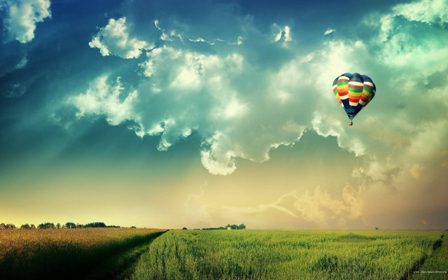 Hot air balloon sunbeam cloudy free wallpaper - medium preview image