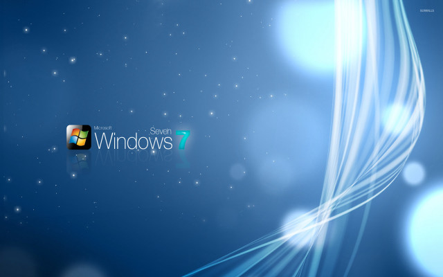Blue shiny wave windows7 star free wallpaper - medium preview image
