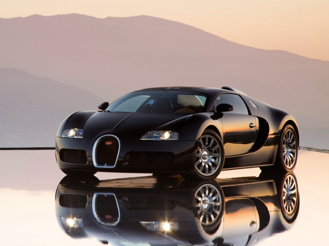 Black bugatti reflective surface mountains free wallpaper - medium preview image
