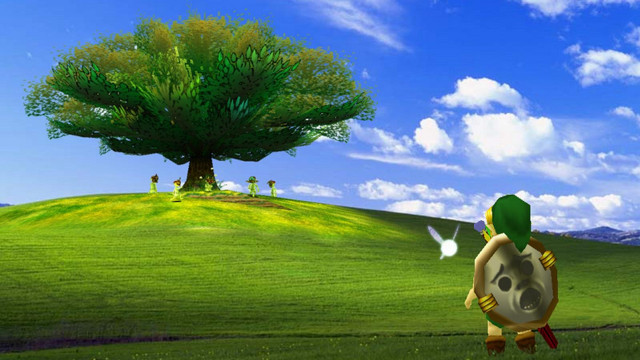 Cartoon character walking field tree #2 free wallpaper - medium preview image