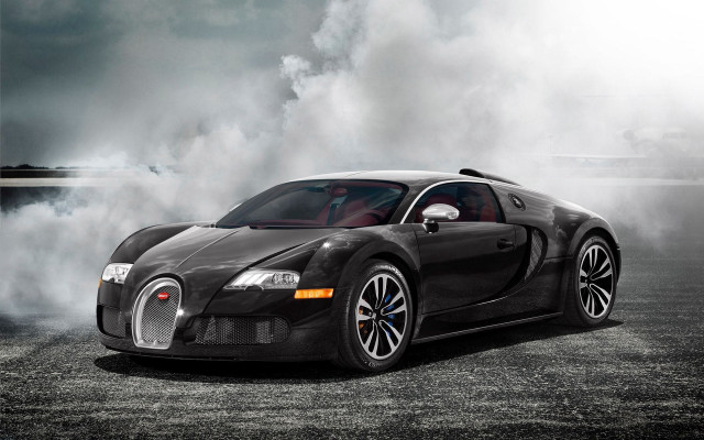 Black bugatti smoke hood car free wallpaper - medium preview image