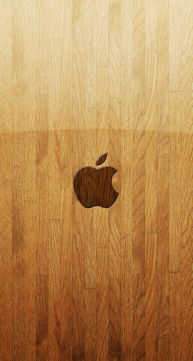 Wooden surface apple logo letterism free wallpaper - medium preview image