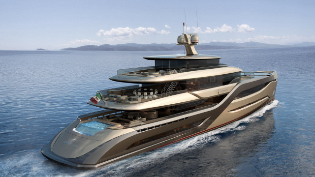 Large boat sailing water mountain free wallpaper - medium preview image
