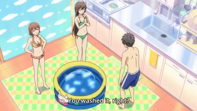 Bathroom couple pool bikini checkered free wallpaper - medium preview image