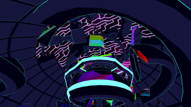 Colorful object holography blue background free wallpaper - medium preview image
