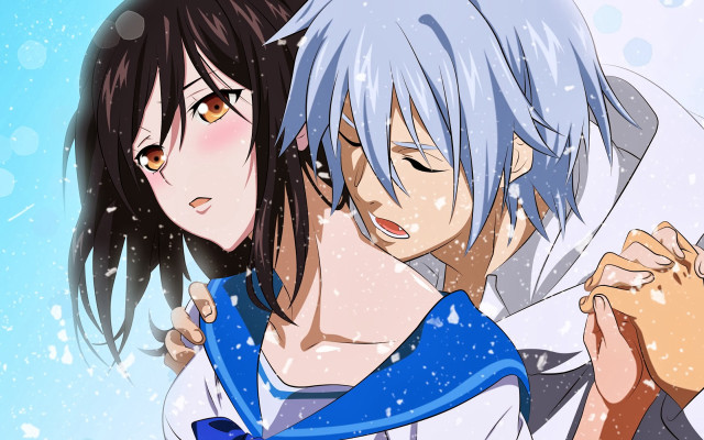 Anime characters hugging snow together #2 free wallpaper - medium preview image