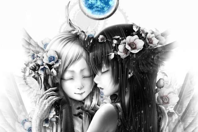 Girls wings blue moon night free wallpaper - medium preview image