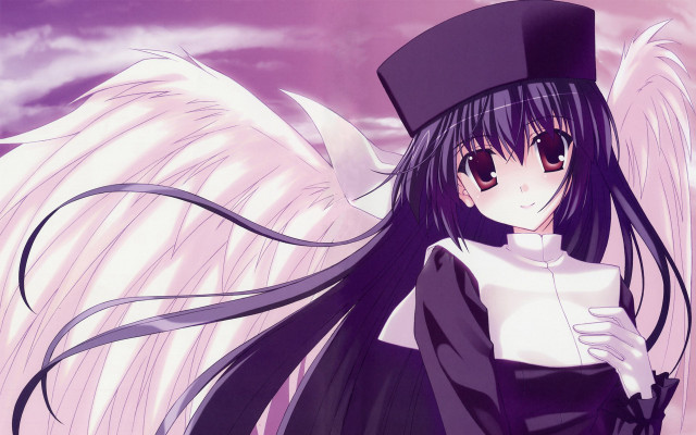 Girl hat wings purple sky free wallpaper - medium preview image