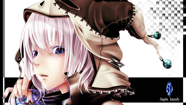 Woman white hair black outfit free wallpaper - medium preview image