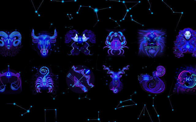 Zodiac signs blue lights stars free wallpaper - medium preview image