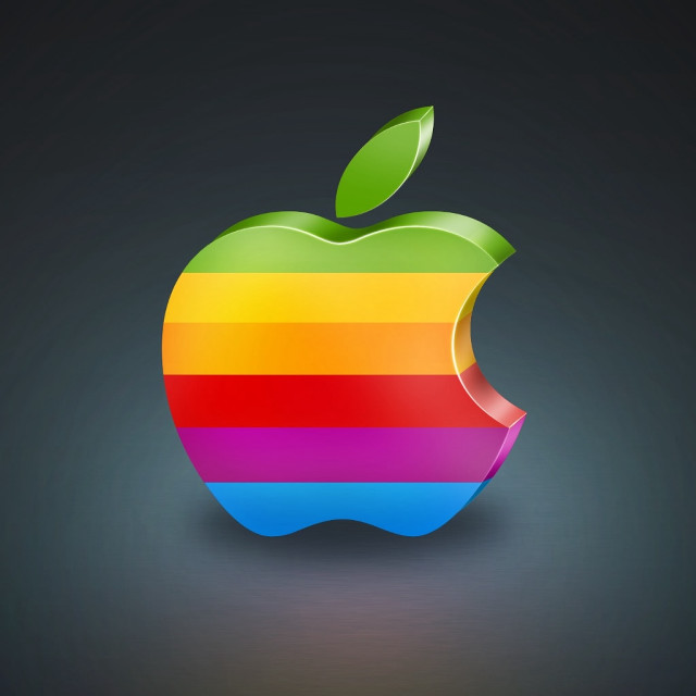 Apple logo rainbow stripe green free wallpaper - medium preview image
