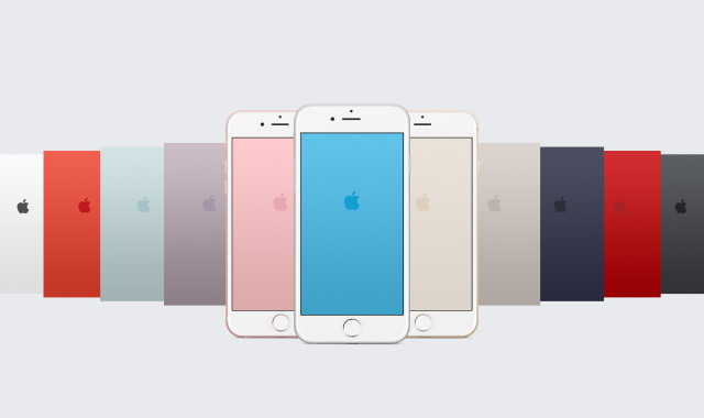Iphones colored row white surface free wallpaper - medium preview image