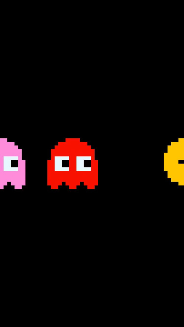 Pixelated pacman faces black background free wallpaper - medium preview image