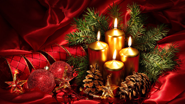 Candles christmas decorations red cloth free wallpaper - medium preview image
