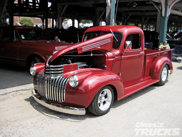 Red truck covered garage man free wallpaper - medium preview image