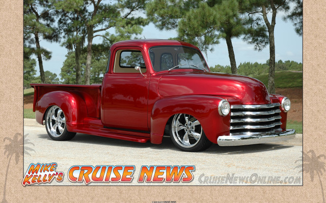 Red truck parking lot trees free wallpaper - medium preview image