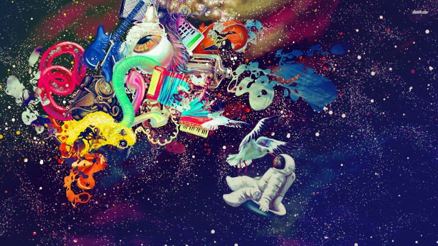 Colorful objects floating in space free wallpaper - medium preview image