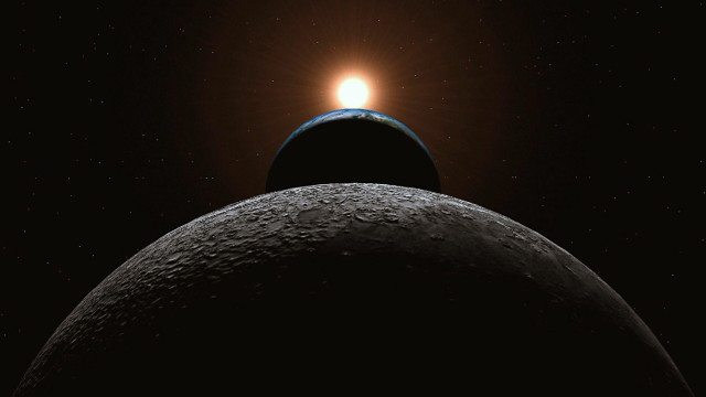 Earth moon orbit bright horizon free wallpaper - medium preview image