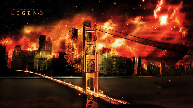 Bridge city fire sky background free wallpaper - medium preview image