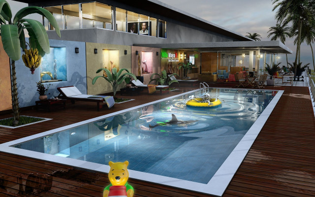 Cartoon character pool floater lap free wallpaper - medium preview image