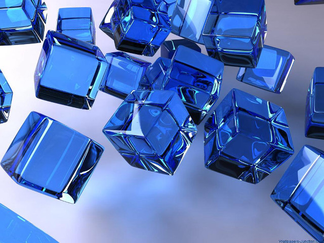 Blue glass cubes tabletop white free wallpaper - medium preview image