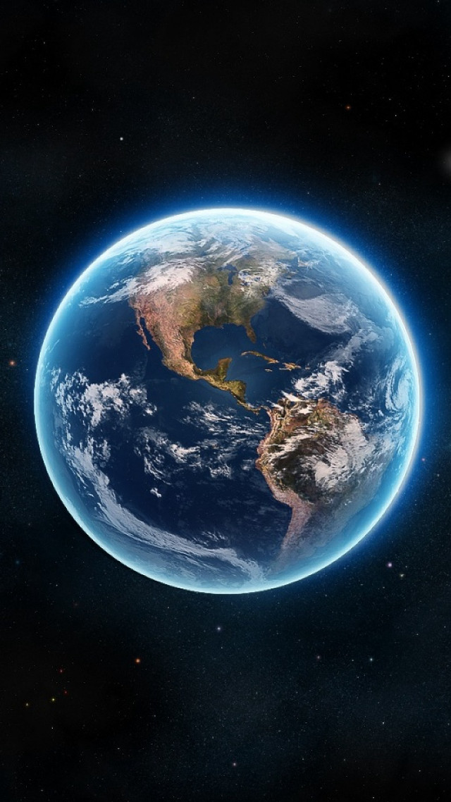 Earth space view blue glow free wallpaper - medium preview image