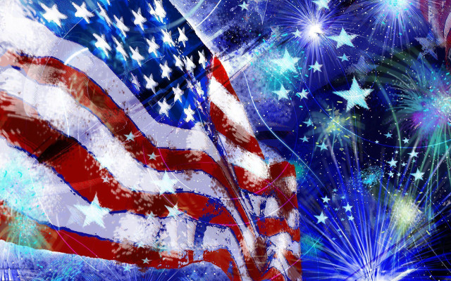 Patriotic flag fireworks stars sky free wallpaper - medium preview image