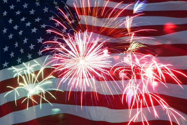 Large american flag fireworks background free wallpaper - medium preview image
