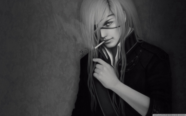 Woman glasses smoking cigarette black free wallpaper - medium preview image