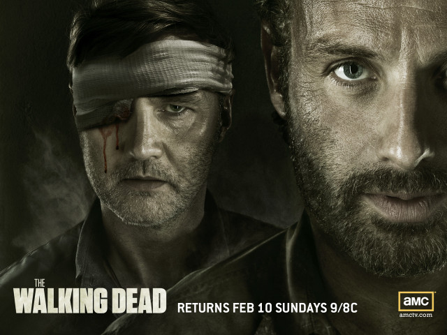 Blindfolded man next to another free wallpaper - medium preview image
