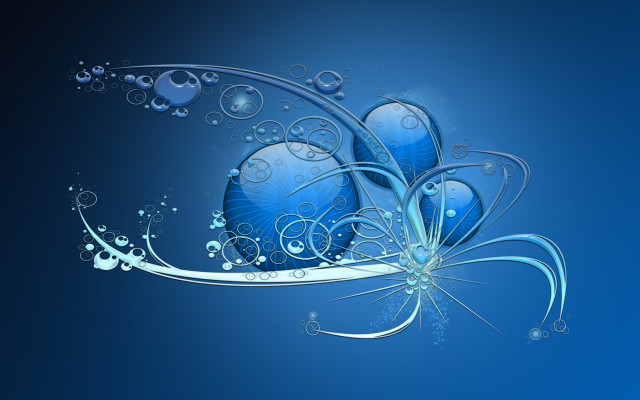 Blue background bubbles swirly design free wallpaper - medium preview image