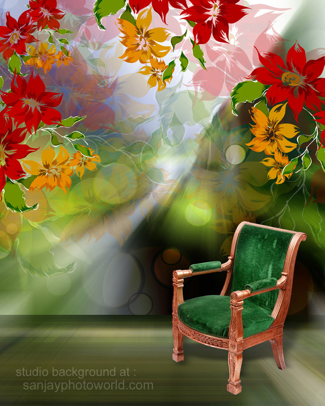 Chair painting flowers spotlight wall free wallpaper - medium preview image