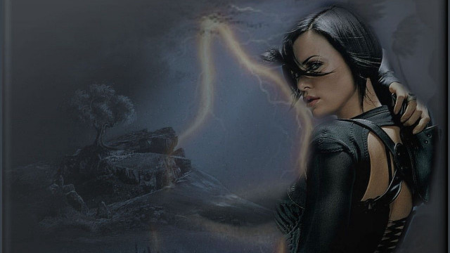 Woman lightning bolt shoulder black free wallpaper - medium preview image