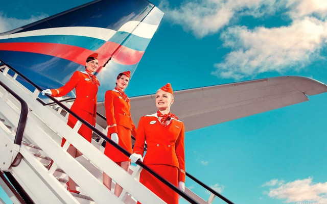 Three air hostess plane stairs free wallpaper - medium preview image