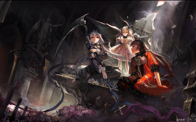 Anime characters horse dark room free wallpaper - medium preview image