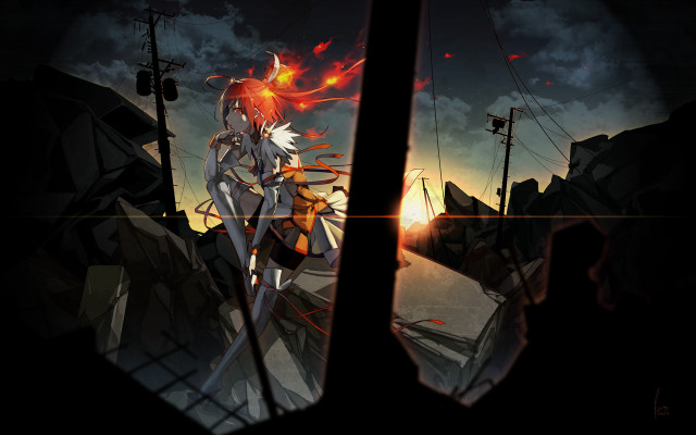 Woman futuristic suit sunset window free wallpaper - medium preview image