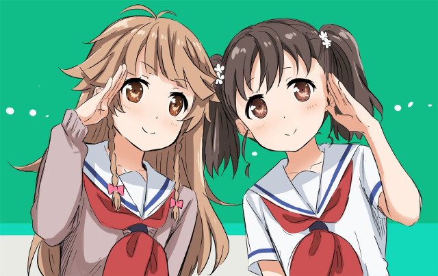 Anime girls sailor uniform brown free wallpaper - medium preview image