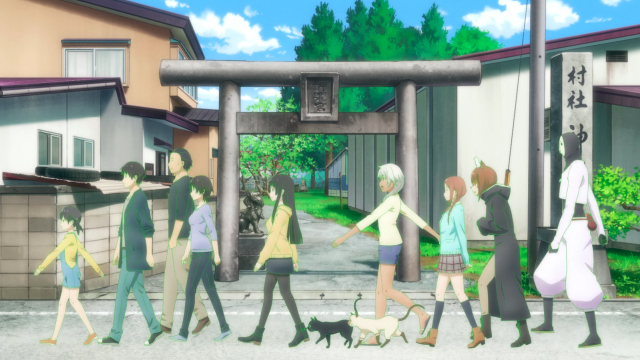 People walking street dog cat free wallpaper - medium preview image