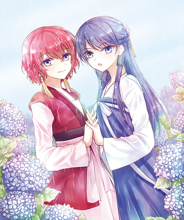 Anime girls flowers rain arms free wallpaper - medium preview image