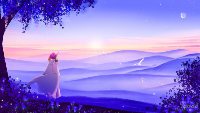 Person forest sunset bird flying free wallpaper - medium preview image