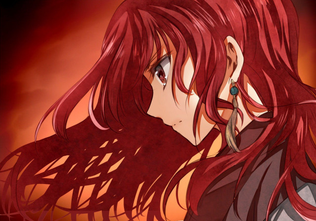 Girl red hair black shirt free wallpaper - medium preview image
