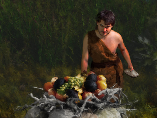 Man holding basket fruit vegetables free wallpaper - medium preview image